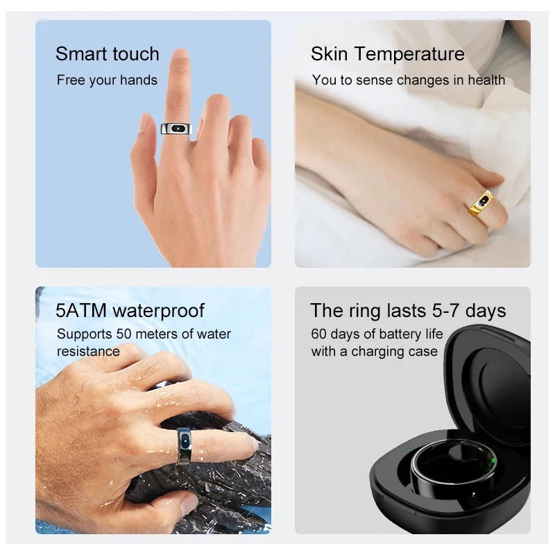Smart Ring with Charging Case  - Temperature Ring Skin ulasan dan harga